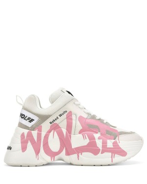 Naked Wolfe Track Logo Sneakers Dame Hvide Lyserød | FAF7510BC