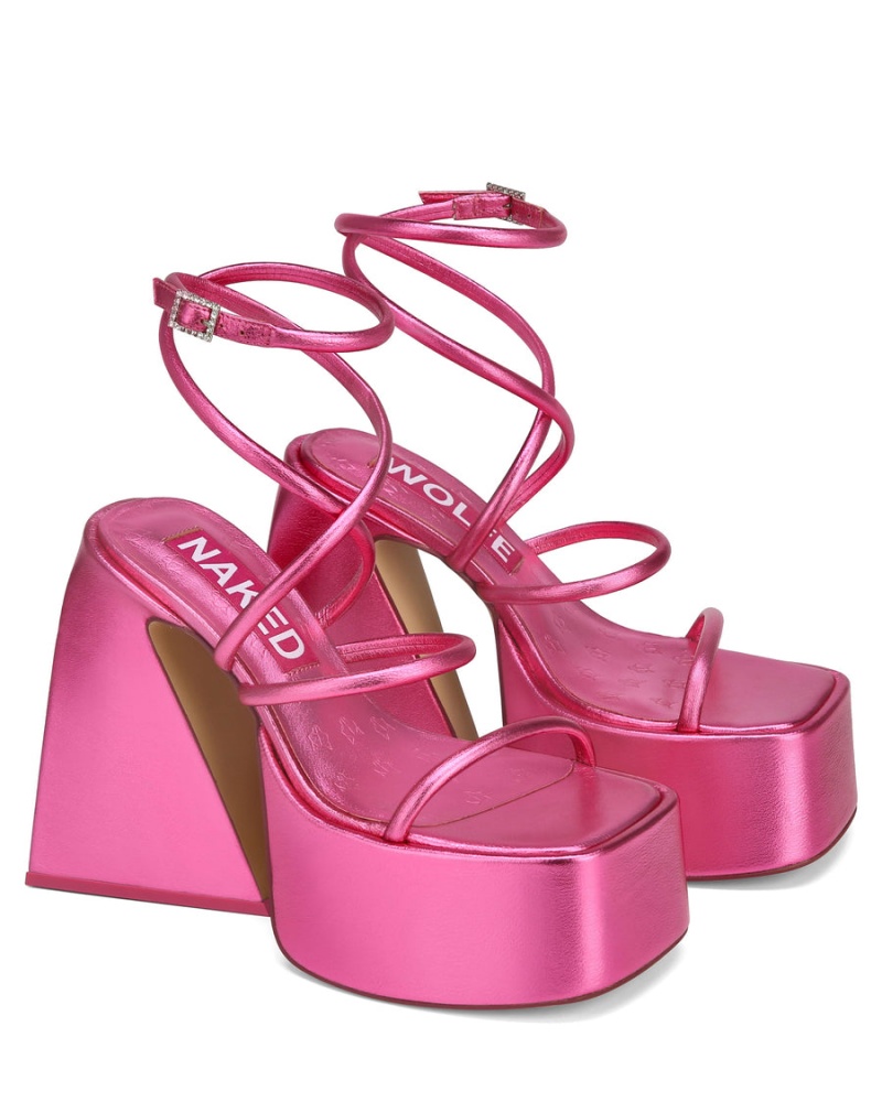 Naked Wolfe Angel Metallic Sandaler med Hæl Dame Lyserød | HKM8051SR