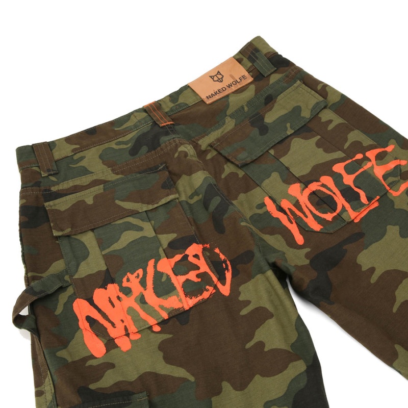 Naked Wolfe Baggy Pocket Cargo Logo Bukser Herre Grøn Sort | BEM10018VX