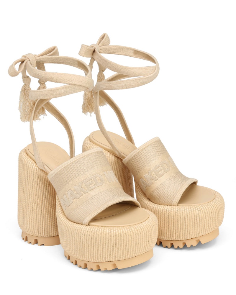 Naked Wolfe Beach Sandaler med Hæl Dame Hvide Beige | BRU9862RW