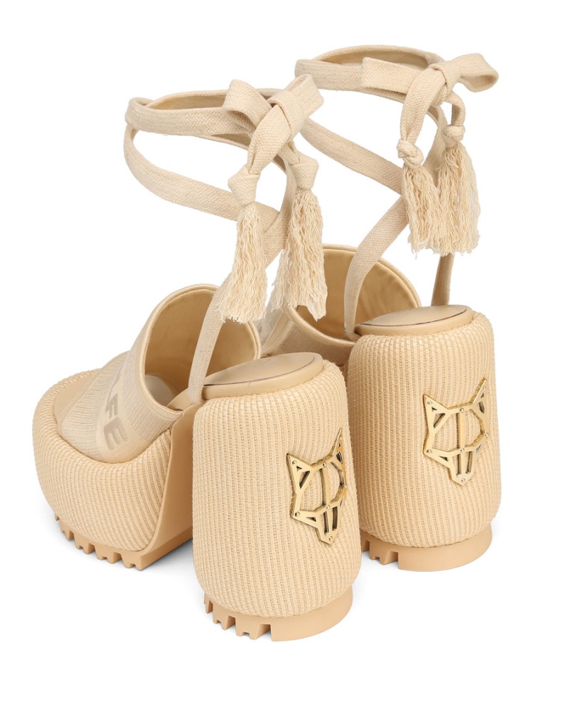 Naked Wolfe Beach Sandaler med Hæl Dame Hvide Beige | BRU9862RW