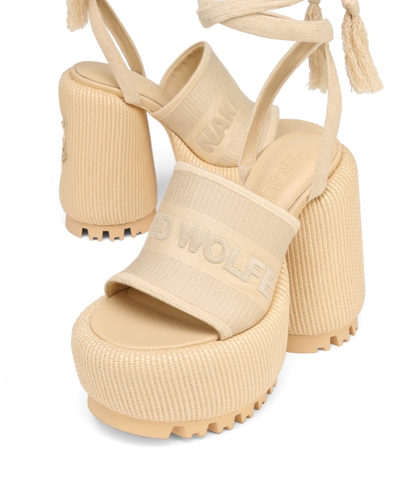 Naked Wolfe Beach Sandaler med Hæl Dame Hvide Beige | BRU9862RW