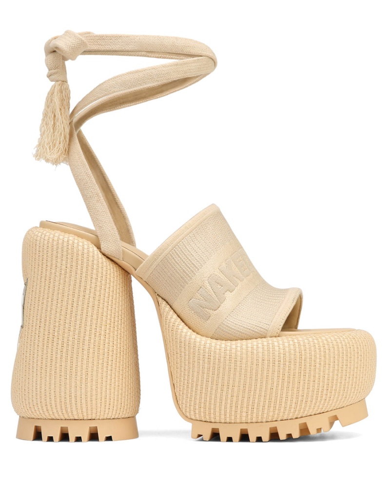 Naked Wolfe Beach Sandaler med Hæl Dame Hvide Beige | BRU9862RW