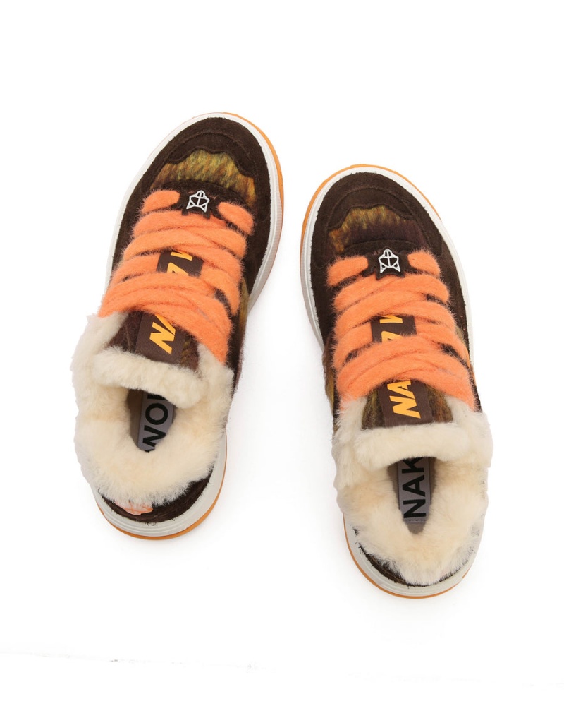 Naked Wolfe Crash Hairy Cow Ruskind Uld Sneakers Dame Orange | SGK5936SD