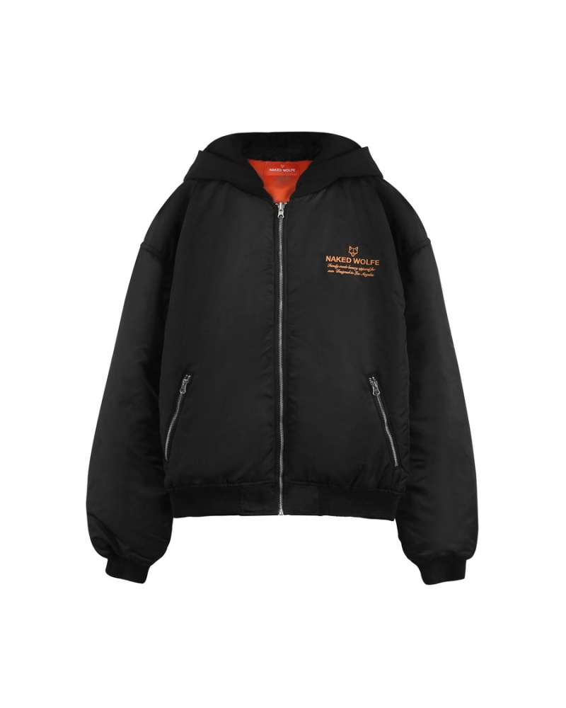 Naked Wolfe Double Sided Bomber Jakker Herre Sort Orange | FUM6685BQ