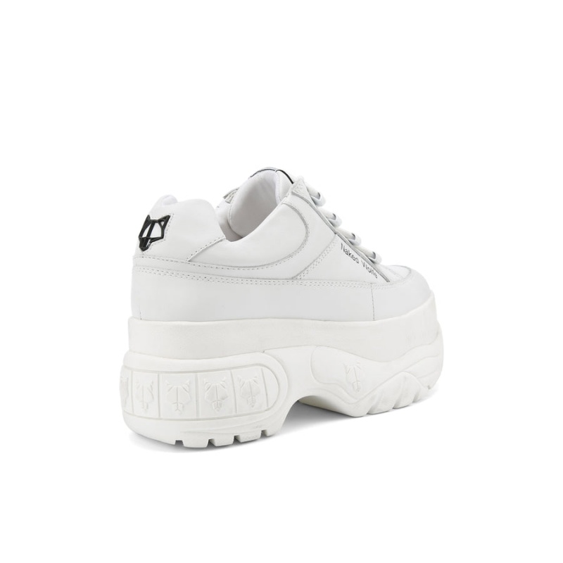 Naked Wolfe Sports Læder Sneakers Dame Hvide | ITL379IM