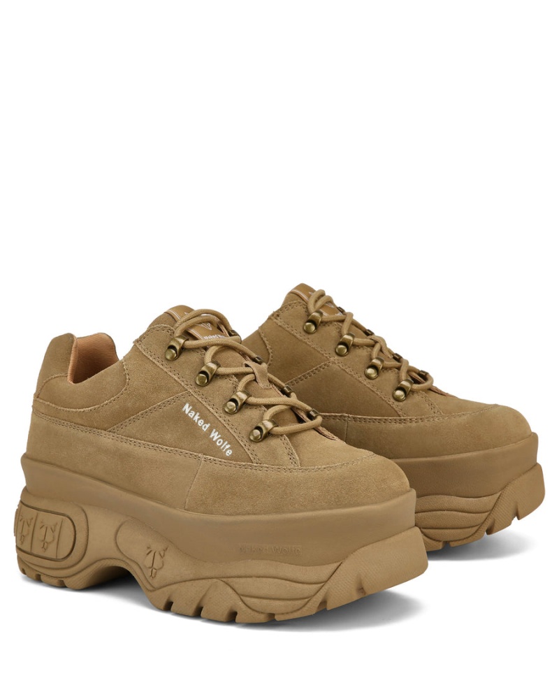 Naked Wolfe Sports Ruskind Sneakers Dame Brune Grå | AMD3044NU