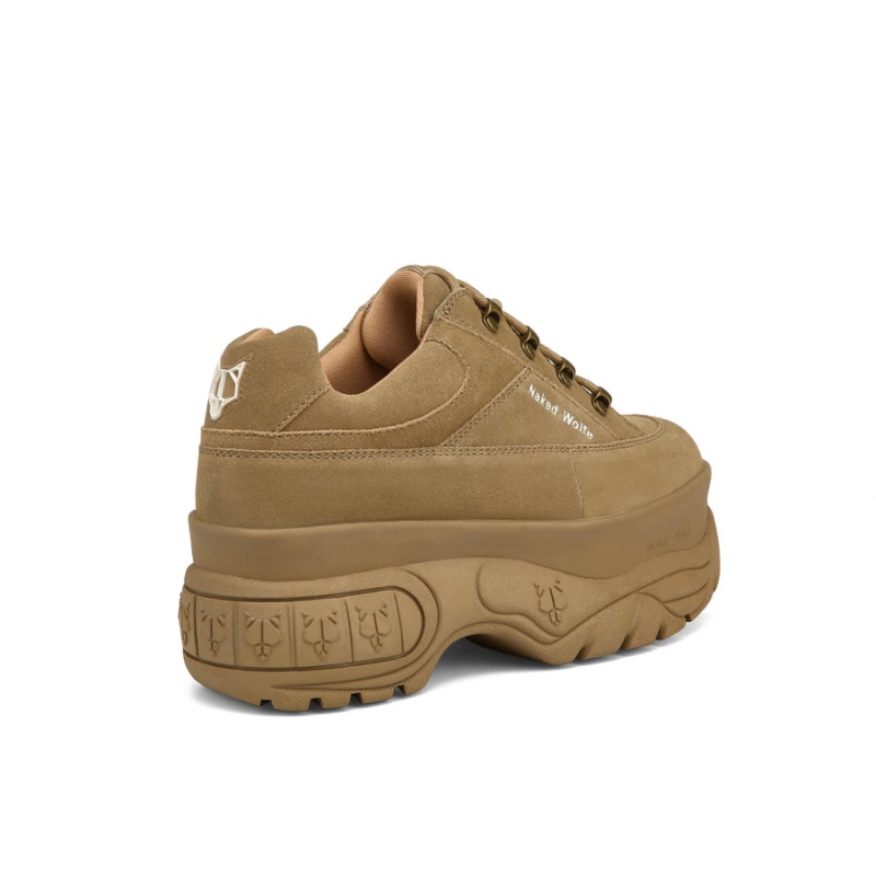 Naked Wolfe Sports Ruskind Sneakers Dame Brune Grå | AMD3044NU