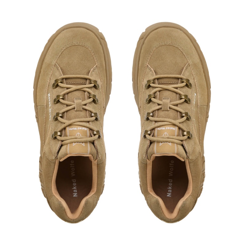 Naked Wolfe Sports Ruskind Sneakers Dame Brune Grå | AMD3044NU