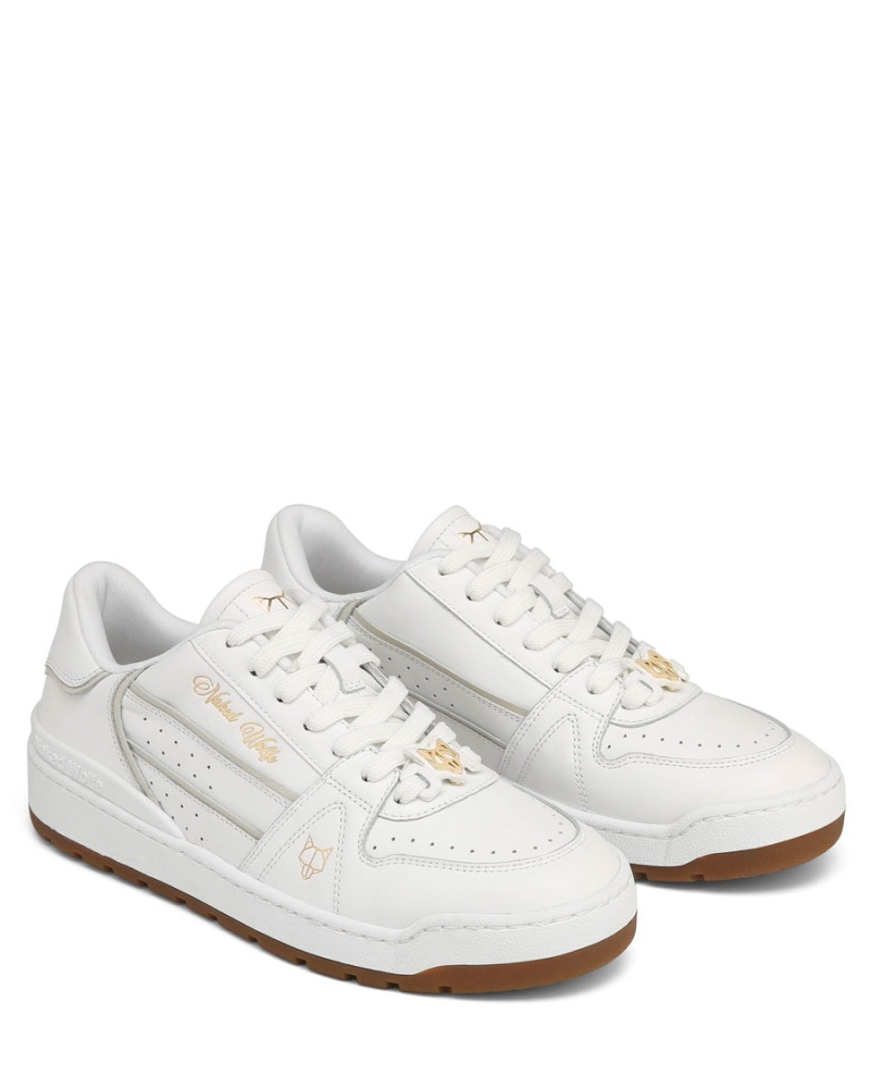 Naked Wolfe Strand Læder Sneakers Dame Hvide | SAU2529LN