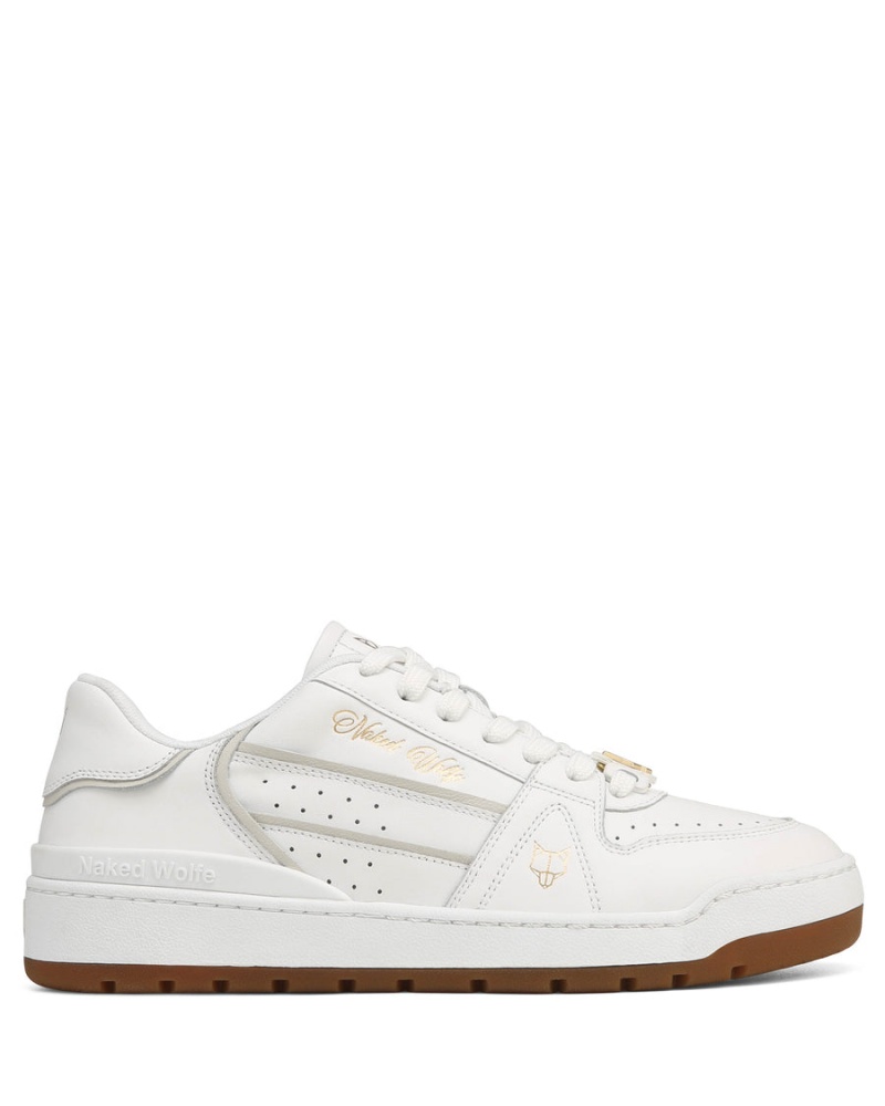 Naked Wolfe Strand Læder Sneakers Dame Hvide | SAU2529LN