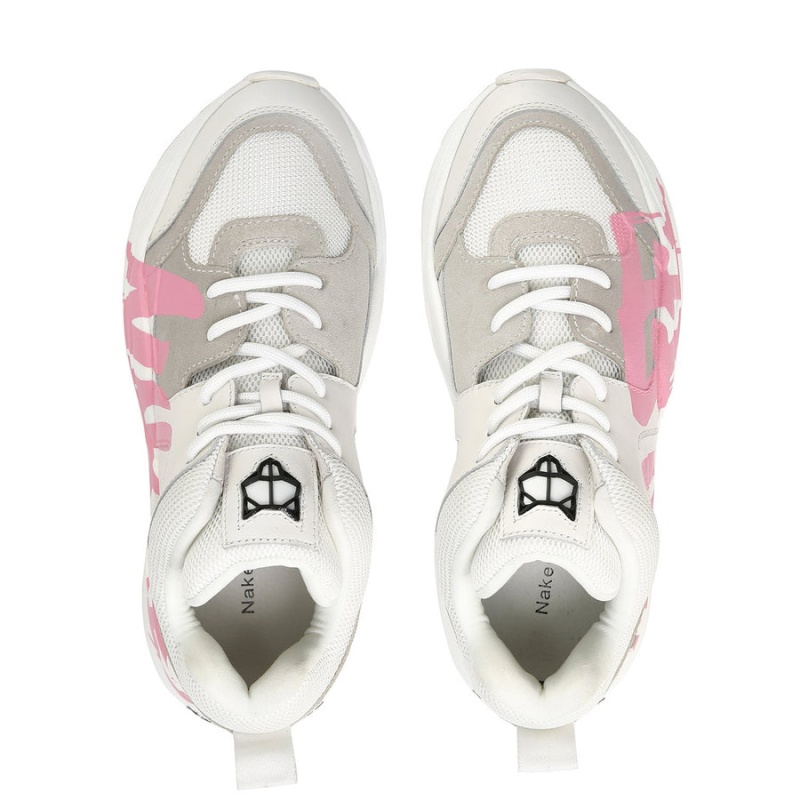 Naked Wolfe Track Logo Sneakers Dame Hvide Lyserød | FAF7510BC