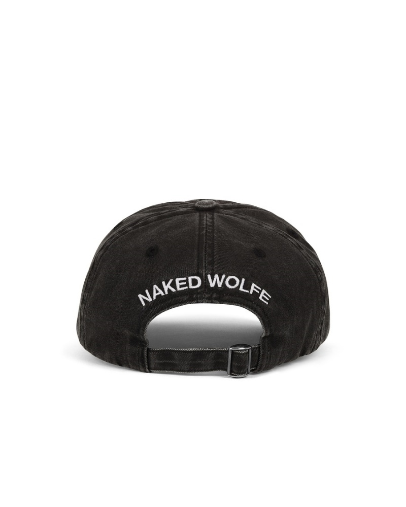 Naked Wolfe Washed Baseball Kasketter Herre Sort | GRR7878DV