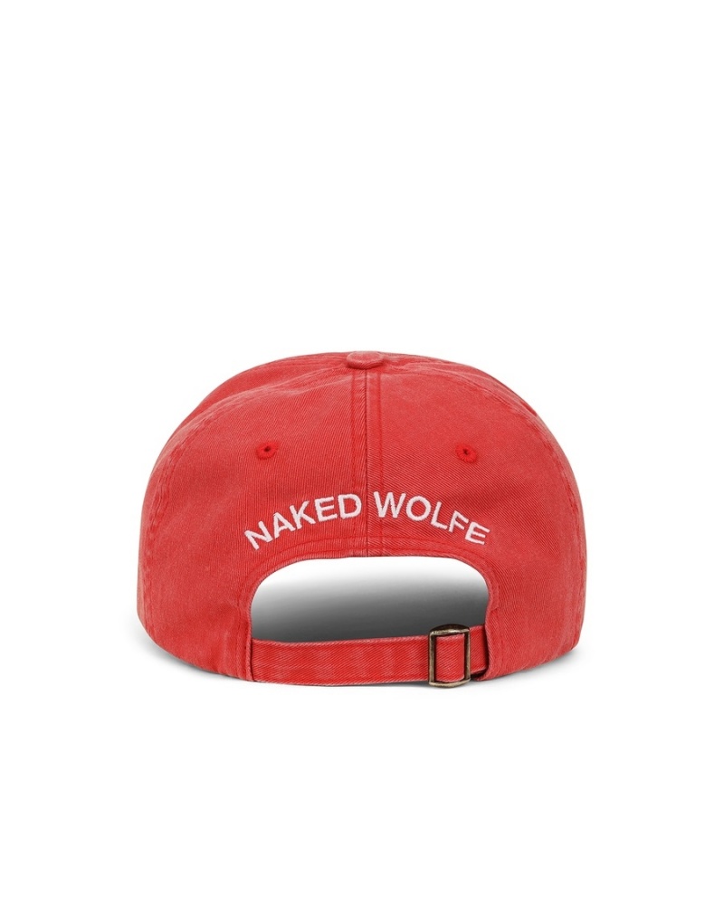 Naked Wolfe Washed Baseball Kasketter Herre Rød Hvide | IBB135VC